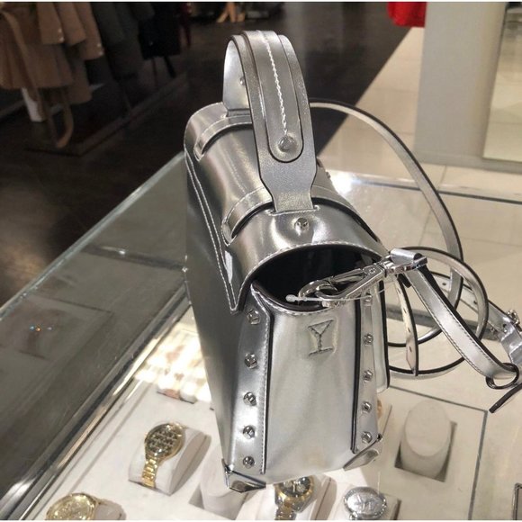 Michael Kors Manhattan Satchel Medium Leather Silver - Picture 6 of 8